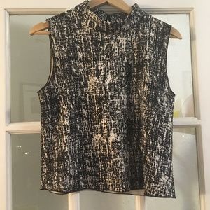 Vince Camuto Eclipse Abstract Print Sleeveless Mockneck Top